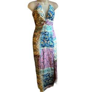 Zara multi color summer dress zip side elastic back